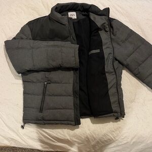 Zara Men's Black and Gray Puffer Jacket